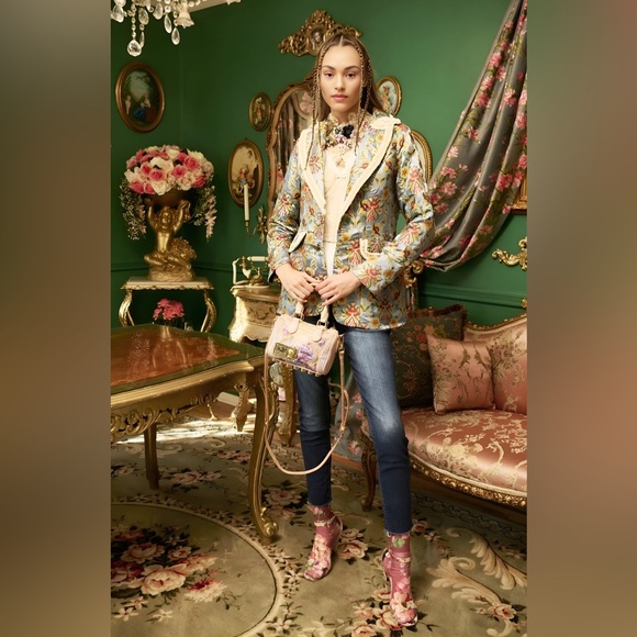 Aratta Renaissance Silk Jacquard Blazer, Size XS Bridgerton Jacket - Picture 3 of 17